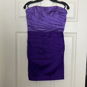 Bebe Italian Silk Purple Strapless Mini